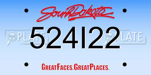 524I22 South Dakota License Plate