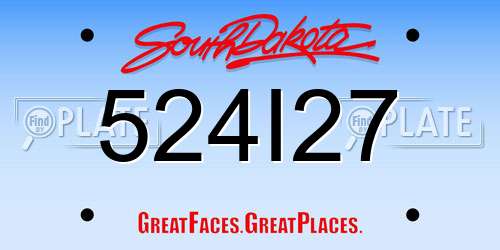 524I27 South Dakota License Plate