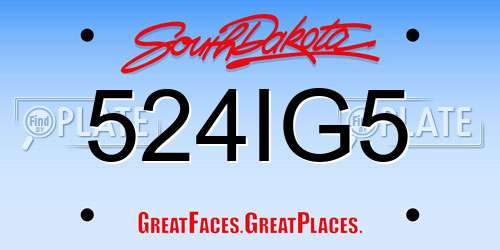 524IG5 South Dakota License Plate
