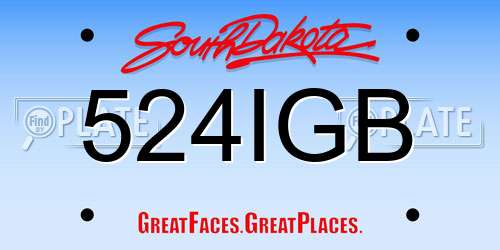 524IGB South Dakota License Plate