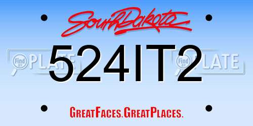 524IT2 South Dakota License Plate