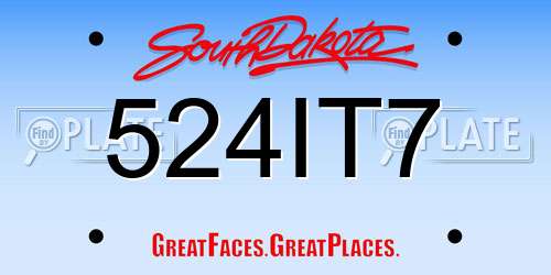 524IT7 South Dakota License Plate