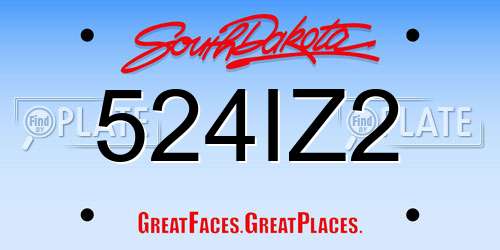 524IZ2 South Dakota License Plate