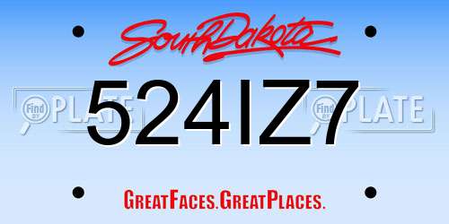 524IZ7 South Dakota License Plate