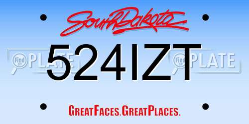 524IZT South Dakota License Plate