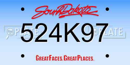 524K97 South Dakota License Plate