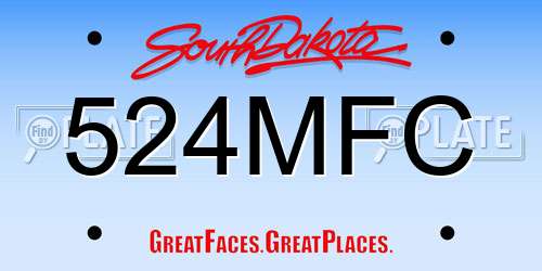524MFC South Dakota License Plate
