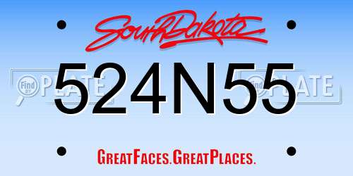 524N55 South Dakota License Plate