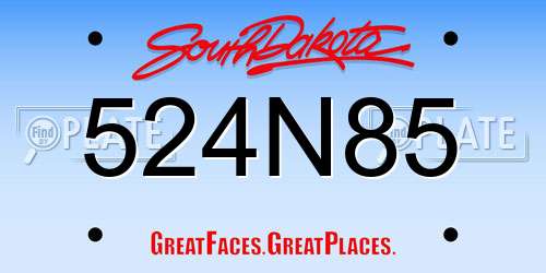 524N85 South Dakota License Plate