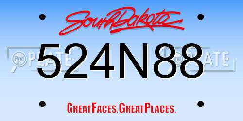 524N88 South Dakota License Plate
