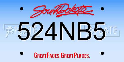 524NB5 South Dakota License Plate