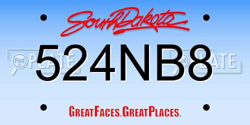 524NB8 South Dakota License Plate