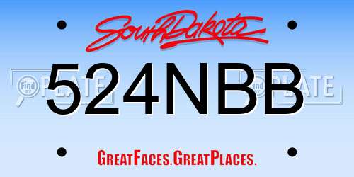 524NBB South Dakota License Plate