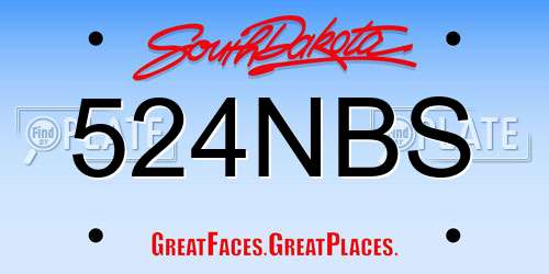 524NBS South Dakota License Plate