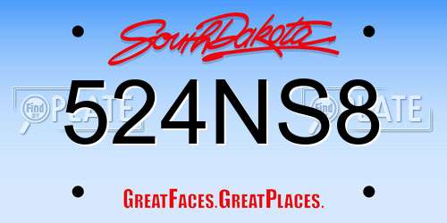 524NS8 South Dakota License Plate