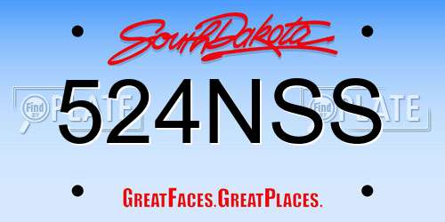 524NSS South Dakota License Plate