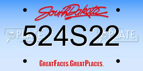 524S22 South Dakota License Plate
