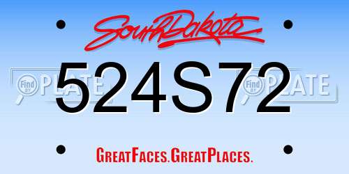 524S72 South Dakota License Plate