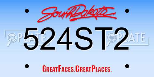 524ST2 South Dakota License Plate