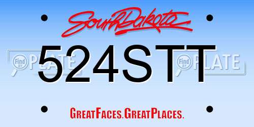 524STT South Dakota License Plate