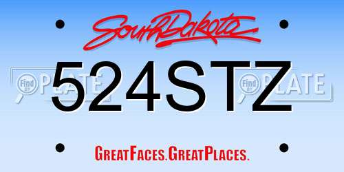 524STZ South Dakota License Plate
