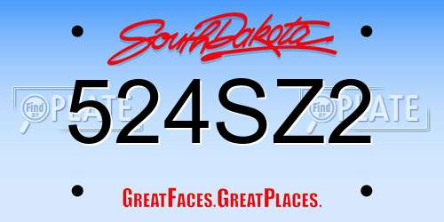 524SZ2 South Dakota License Plate