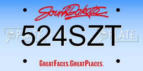 524SZT South Dakota License Plate