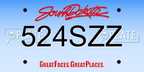 524SZZ South Dakota License Plate