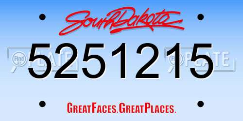 5251215 South Dakota License Plate