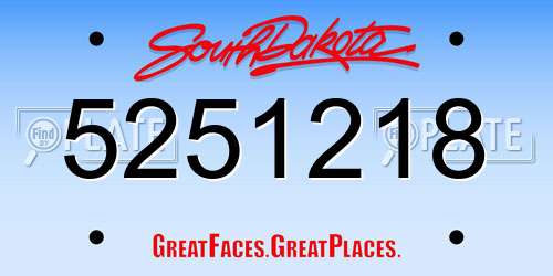 5251218 South Dakota License Plate