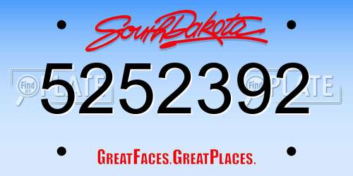 5252392 South Dakota License Plate