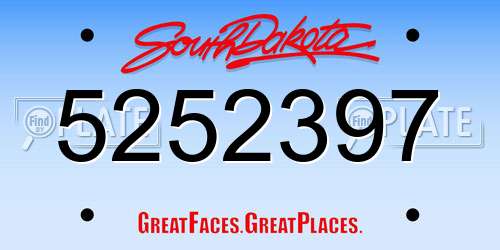 5252397 South Dakota License Plate