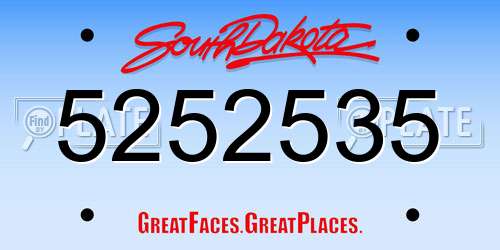 5252535 South Dakota License Plate