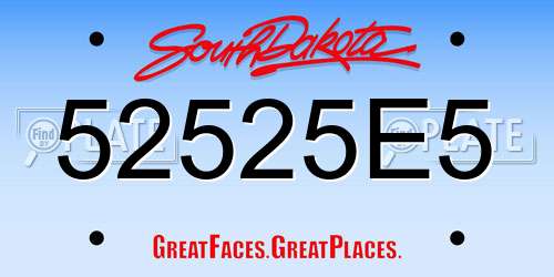 52525E5 South Dakota License Plate