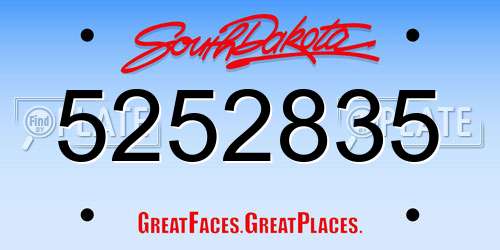 5252835 South Dakota License Plate