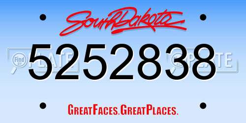5252838 South Dakota License Plate