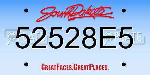 52528E5 South Dakota License Plate