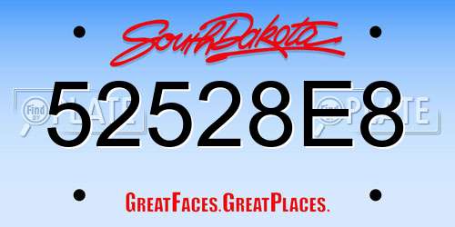 52528E8 South Dakota License Plate