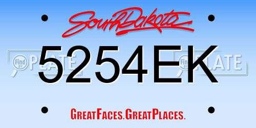 5254EK South Dakota License Plate