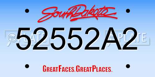 52552A2 South Dakota License Plate