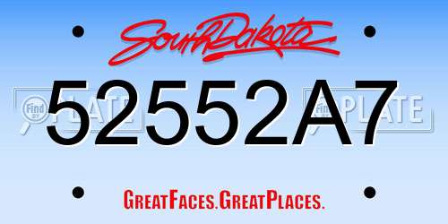 52552A7 South Dakota License Plate
