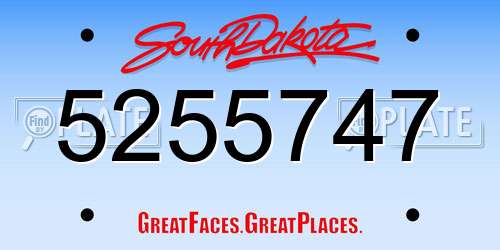 5255747 South Dakota License Plate