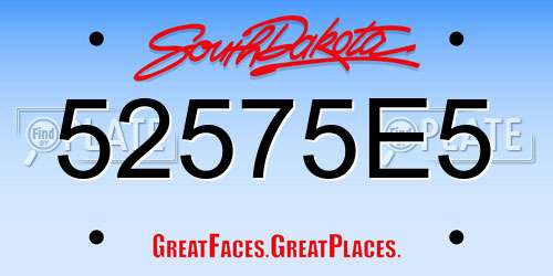 52575E5 South Dakota License Plate