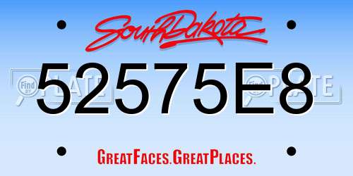 52575E8 South Dakota License Plate