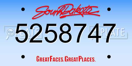 5258747 South Dakota License Plate