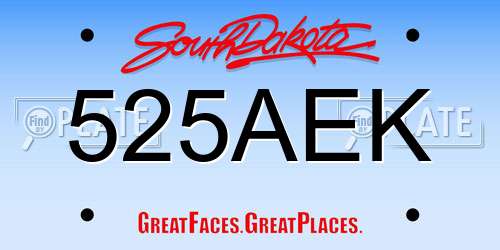 525AEK South Dakota License Plate