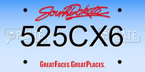 525CX6 South Dakota License Plate