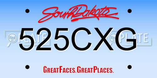 525CXG South Dakota License Plate