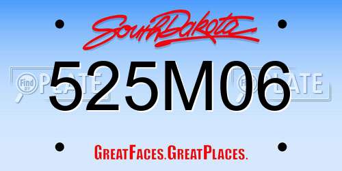 525M06 South Dakota License Plate