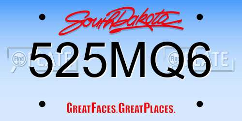 525MQ6 South Dakota License Plate